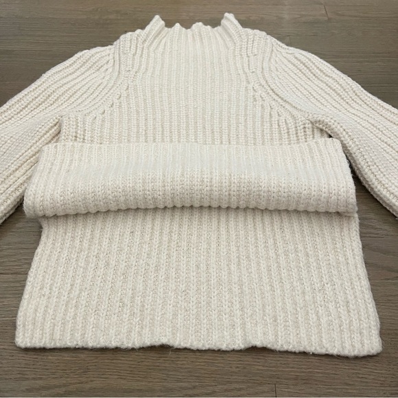 Leith Women's Ivory Chunky Ribbed Knit Mock Neck Pullover Sweater - Picture 8 of 11